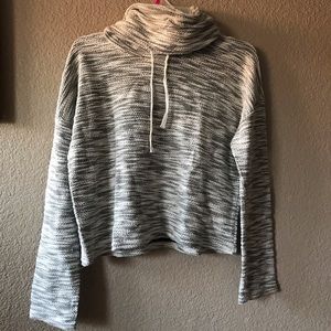 Cropped scrunched neck sweater